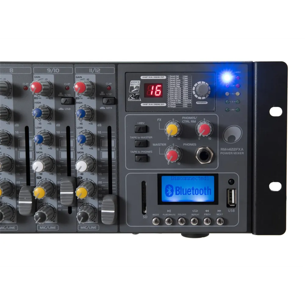 OMNITRONIC RM-1422FXA USB Rack-Power-Mixer