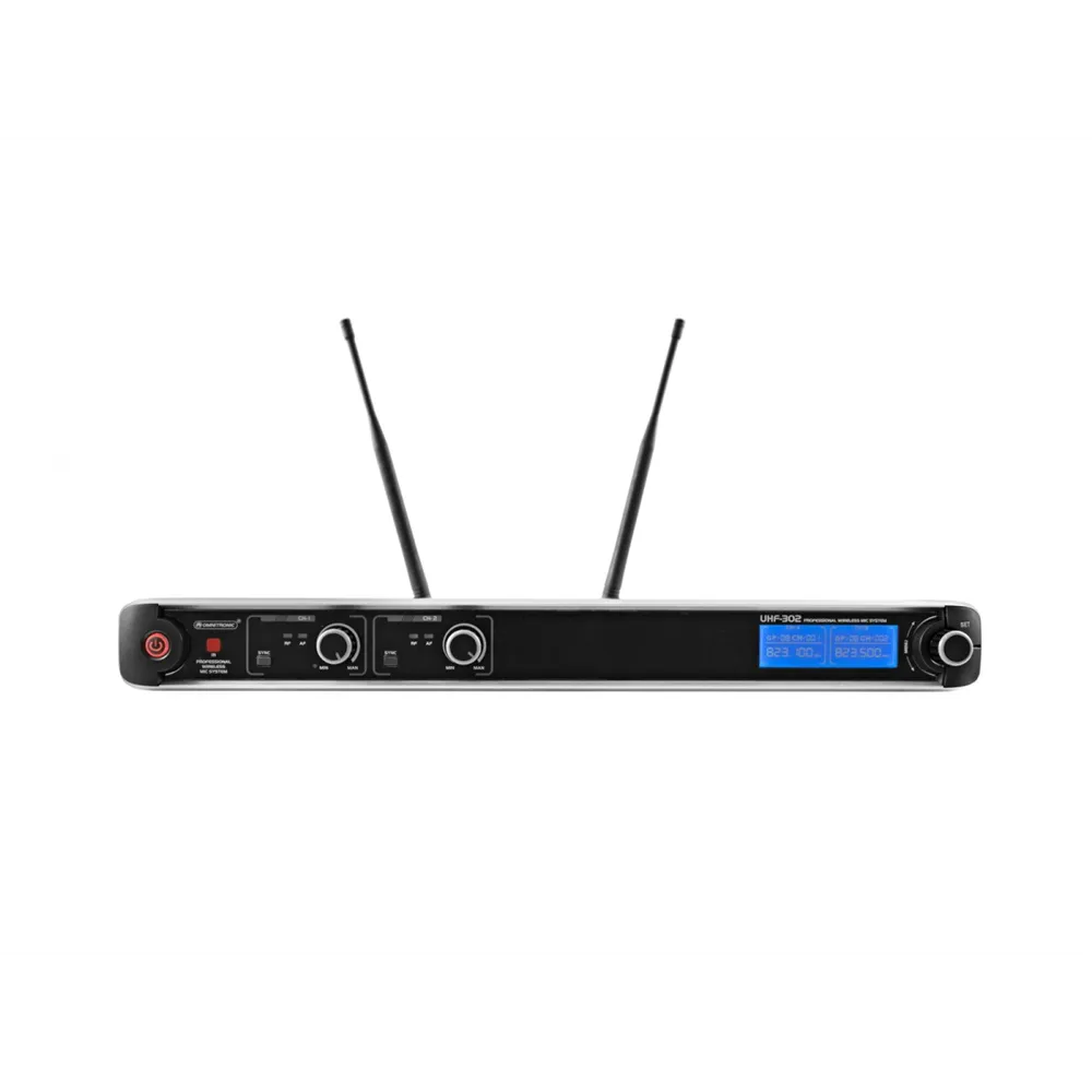 OMNITRONIC UHF-302 2-Kanal-Funkmikrofonsystem 823-832/863-865MHz