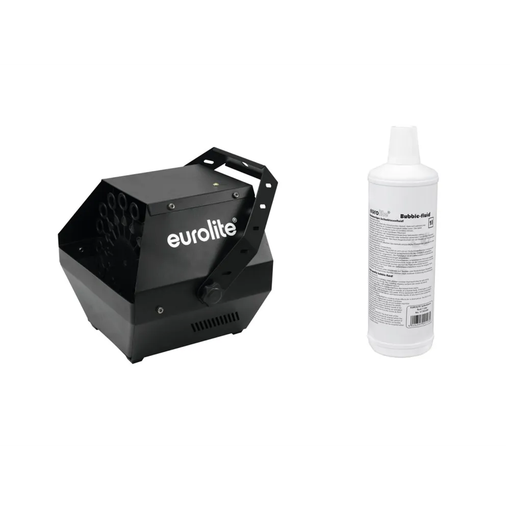 EUROLITE Set B-90 Seifenblasenmaschine schwarz + Seifenblasenfluid 1l
