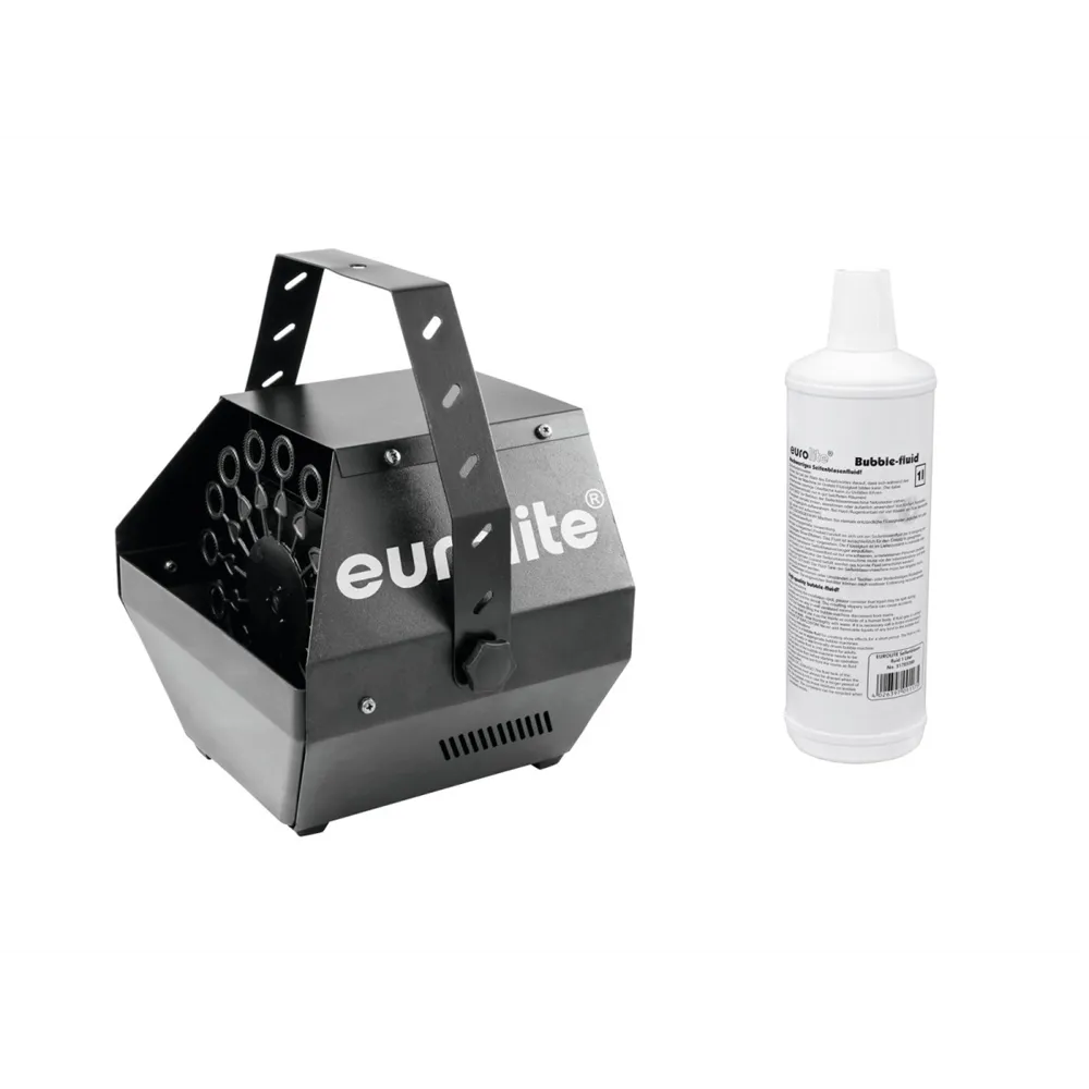 EUROLITE Set B-100 Seifenblasenmaschine schwarz DMX + Seifenblasenfluid 1l