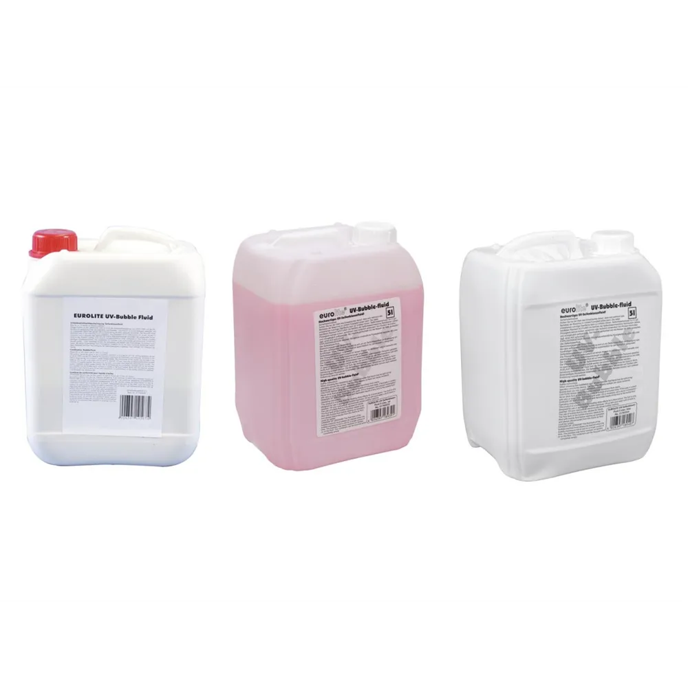 EUROLITE Set 3x UV-Seifenblasenfluid 5l gelb + rot + blau