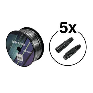 EUROLITE Set DMX Kabel 2x0,22 100m sw + 10 Verbinder