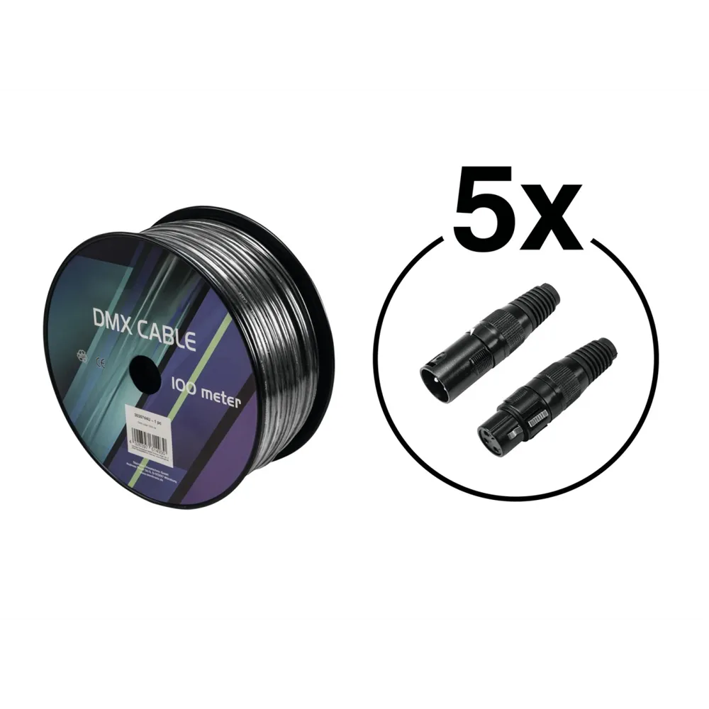 EUROLITE Set DMX Kabel 2x0,22 100m sw + 10 Verbinder