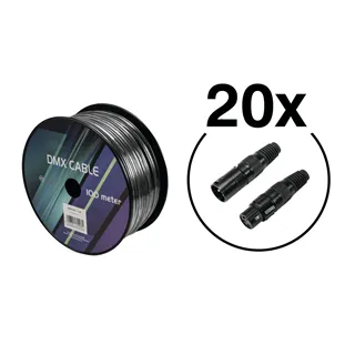 EUROLITE Set DMX Kabel 2x0,22 100m sw + 40 Verbinder