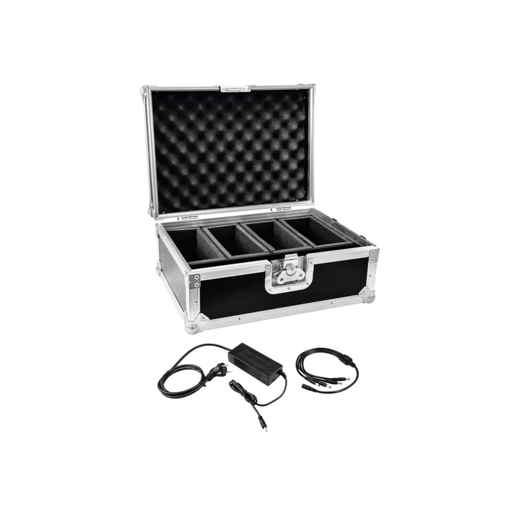 EUROLITE Set Flightcase 4x AKKU Flat Light 1 + Ladegerät