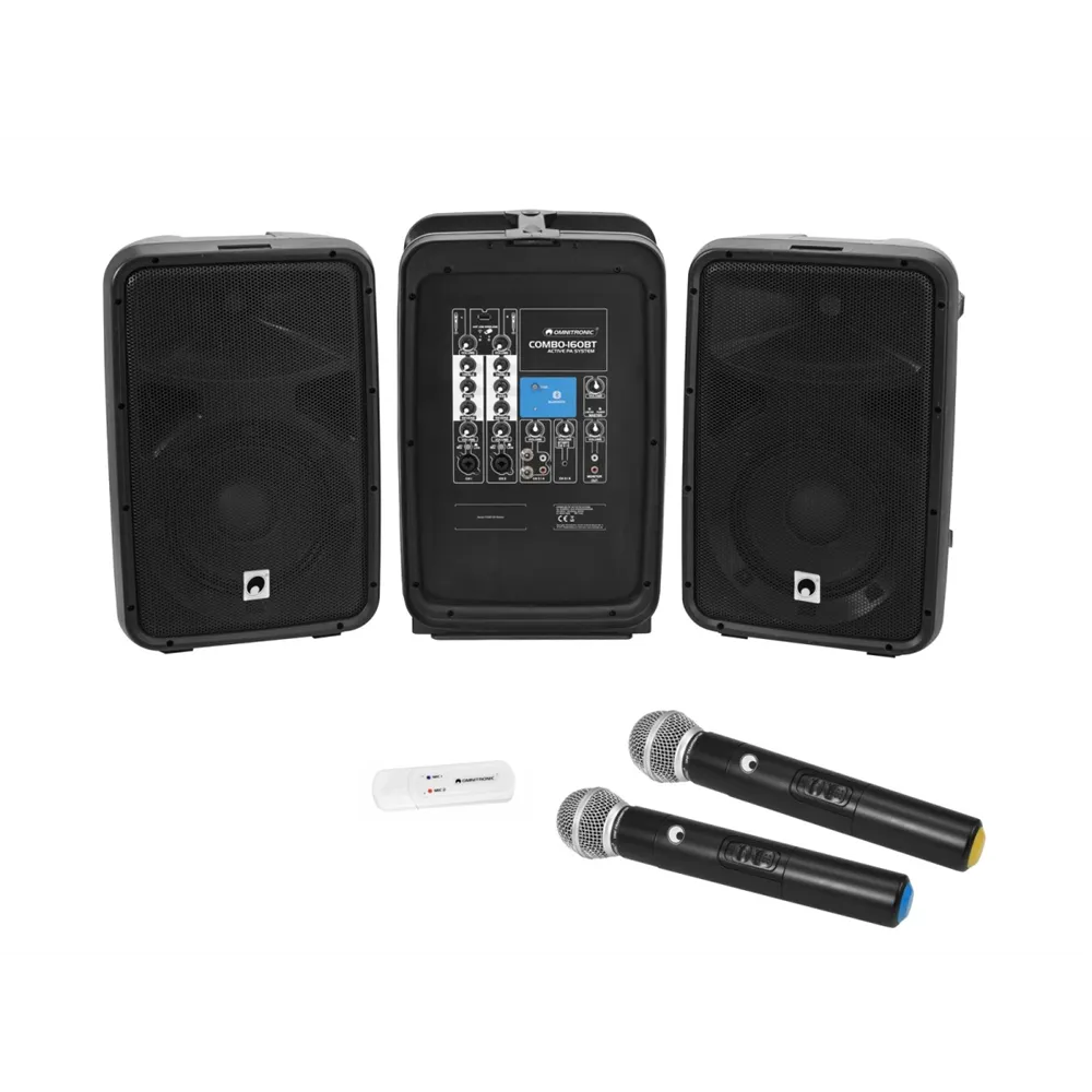 OMNITRONIC Set COMBO-160BT Aktiv-PA-System + UWM-2HH USB Funkmikrofon-Set