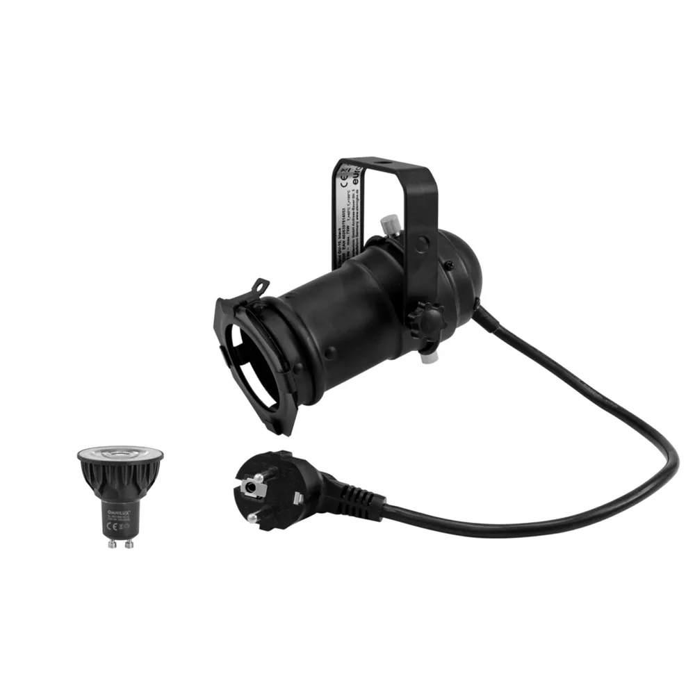 EUROLITE Set PAR-16 Spot sw + GU-10 230V COB 5W LED 1800-3000K dim2warm