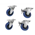 ROADINGER Set Lenkrollen 100mm blau 2x RD-100 + 2x RD-100B mit Bremse