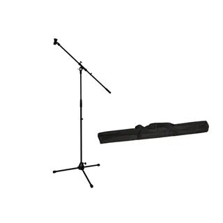 OMNITRONIC Set Mikrofonstativ mit Galgen PRO schwarz + Tasche