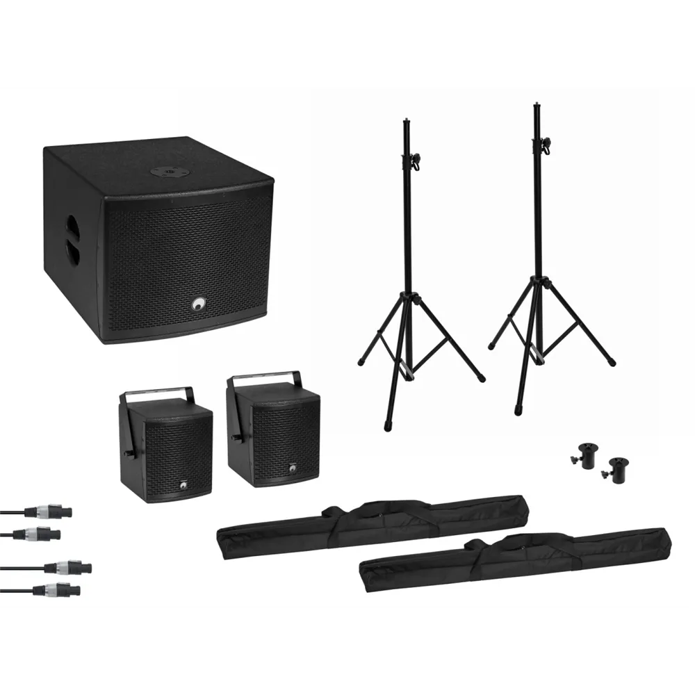 OMNITRONIC Set MOLLY 2.1 Aktivsystem Sub + 2x Top + Zubehör, schwarz