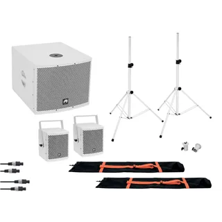 OMNITRONIC Set MOLLY 2.1 Aktivsystem Sub + 2x Top + Zubehör, weiß