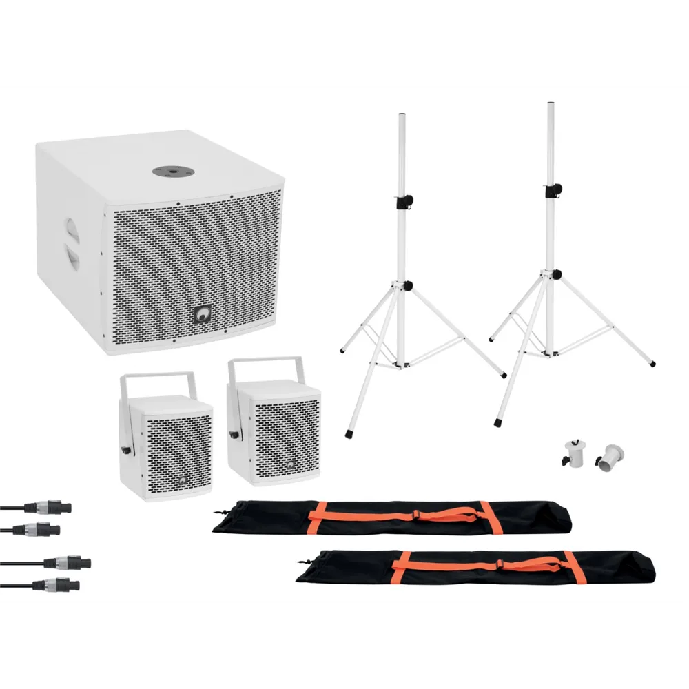 OMNITRONIC Set MOLLY 2.1 Aktivsystem Sub + 2x Top + Zubehör, weiß
