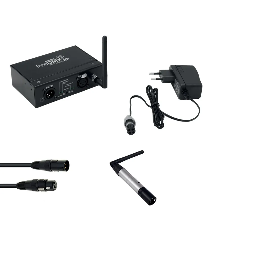 EUROLITE Set freeDMX AP Wi-Fi Interface + QuickDMX Funksender + DMX Kabel