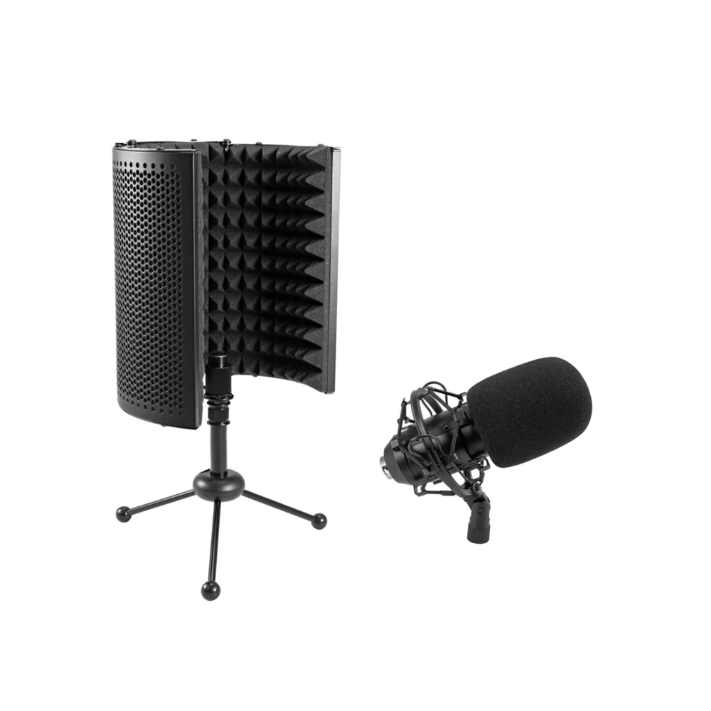 OMNITRONIC Set MIC CM-78MK2 Großmembran-Kondensatormikrofon + AS-04 Tisch-Mikrofon-Absorbersystem