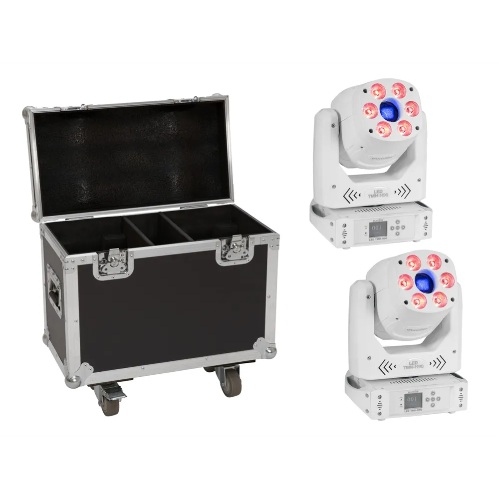 EUROLITE Set 2x LED TMH-H90 Hybrid Moving-Head Spot/Wash COB ws + Case