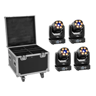 EUROLITE Set 4x LED TMH-H90 + Case mit Rollen