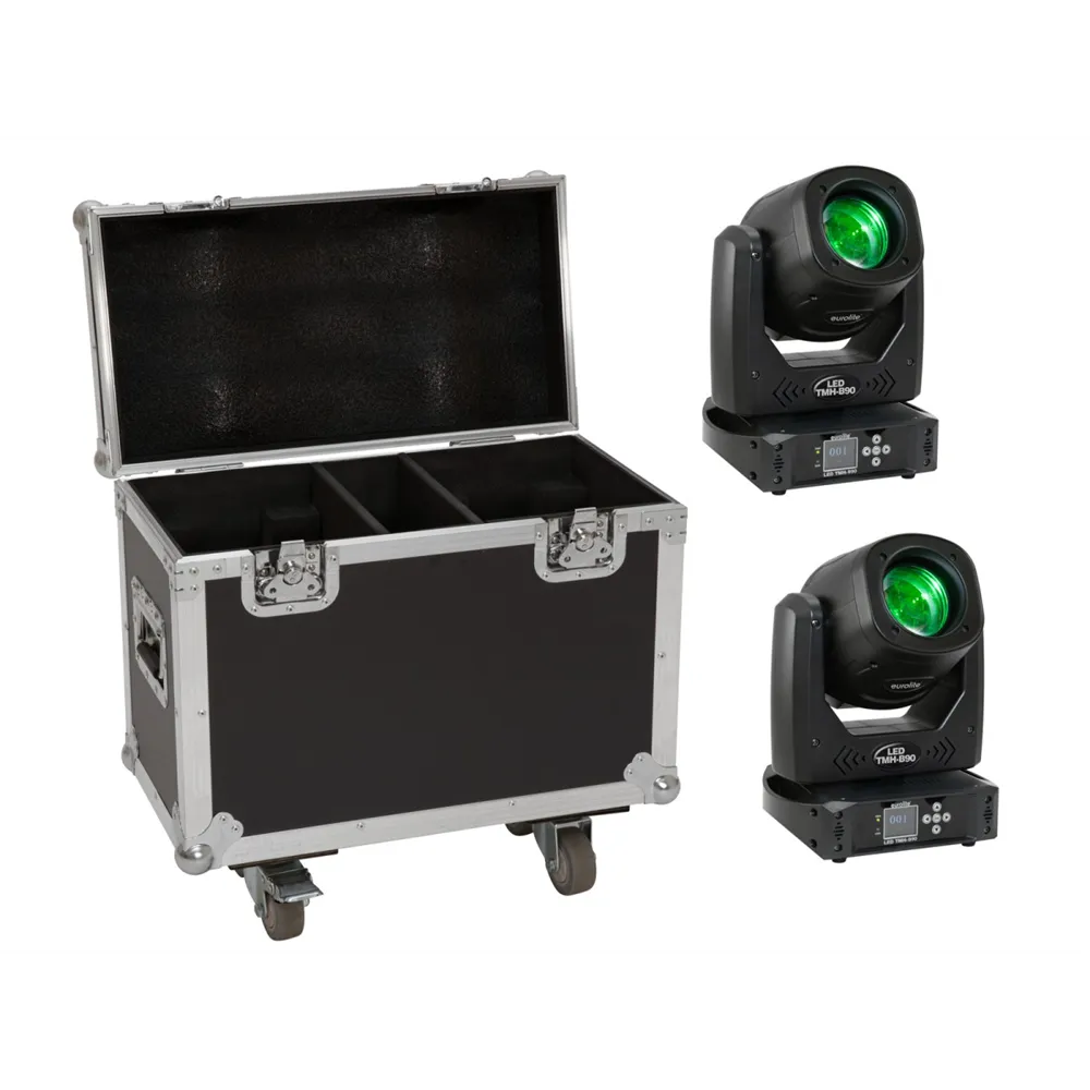 EUROLITE Set 2x LED TMH-B90 + Case mit Rollen