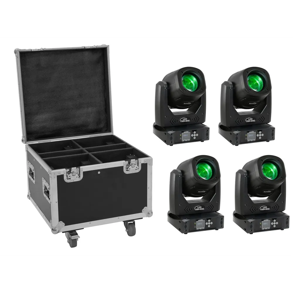 EUROLITE Set 4x LED TMH-B90 + Case mit Rollen