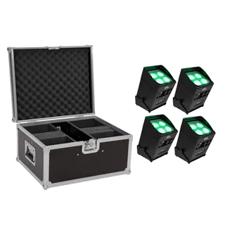 EUROLITE Set 4x AKKU UP-4 Entry QCL Spot QuickDMX + Case