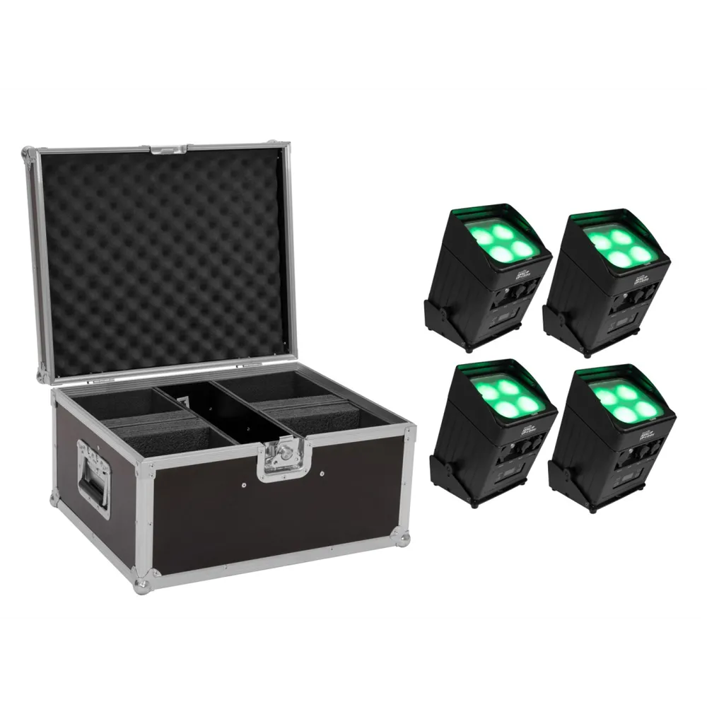 EUROLITE Set 4x AKKU UP-4 Entry QCL Spot QuickDMX + Case