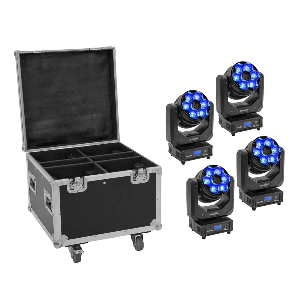 EUROLITE Set 4x LED TMH-H240 Beam/Wash/Flowereffekt + Case