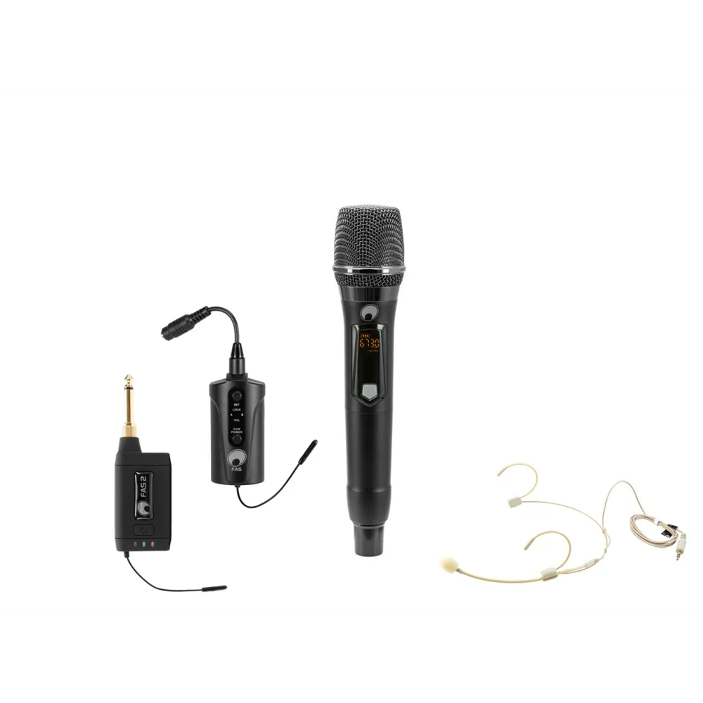 OMNITRONIC Set FAS TWO + Dyn. Funkmikrofon + BP + Headset 660-690MHz
