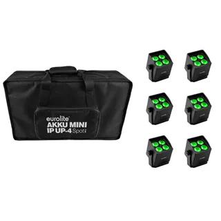 EUROLITE Set 6x AKKU Mini IP UP-4 QCL Spot MK2 + Soft-Bag
