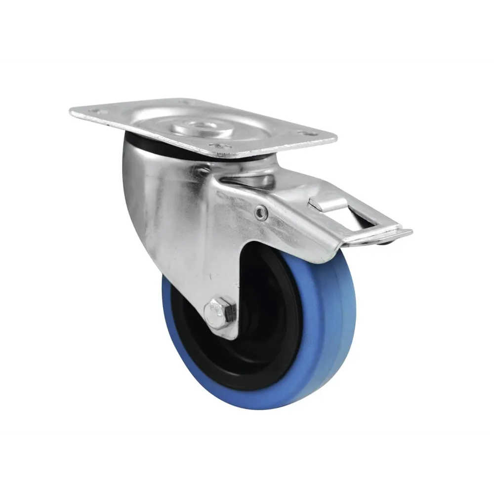 ROADINGER Lenkrolle 100mm BLUE WHEEL mit Bremse
