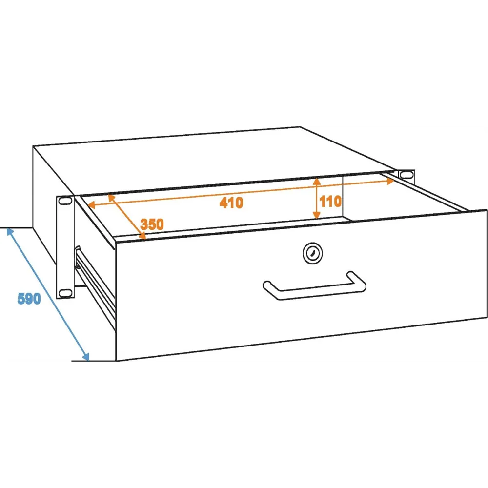 OMNITRONIC Rackschublade mit Schloss 3HE