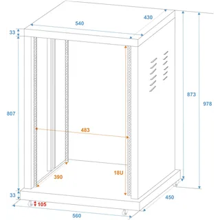 ROADINGER Stahl-Rack SR-19, 18HE