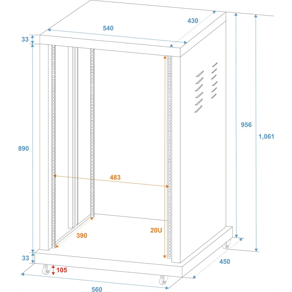 ROADINGER Stahl-Rack SR-19, 20HE