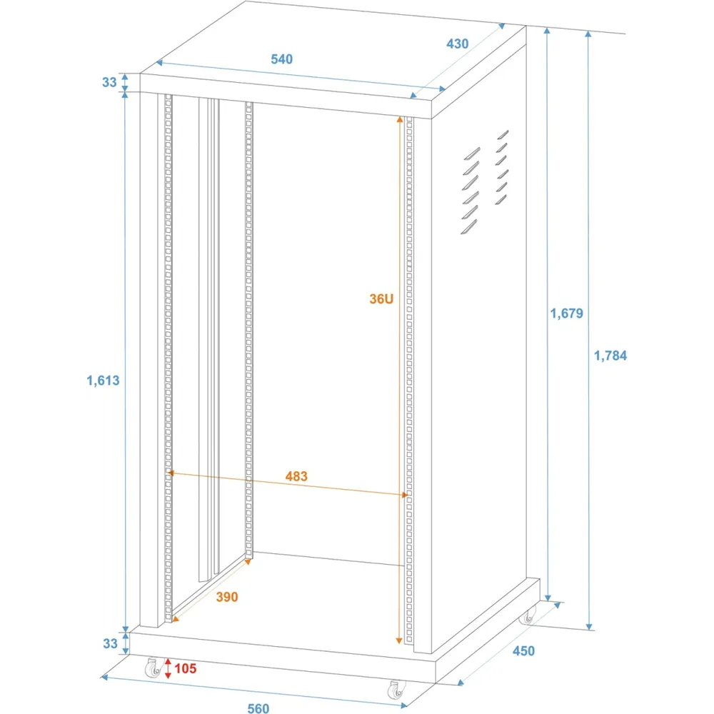 ROADINGER Stahl-Rack SR-19, 36HE