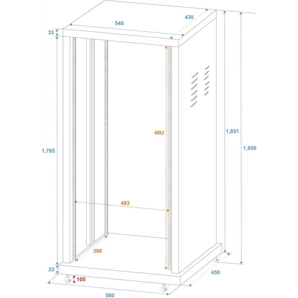 ROADINGER Stahl-Rack SR-19, 40HE