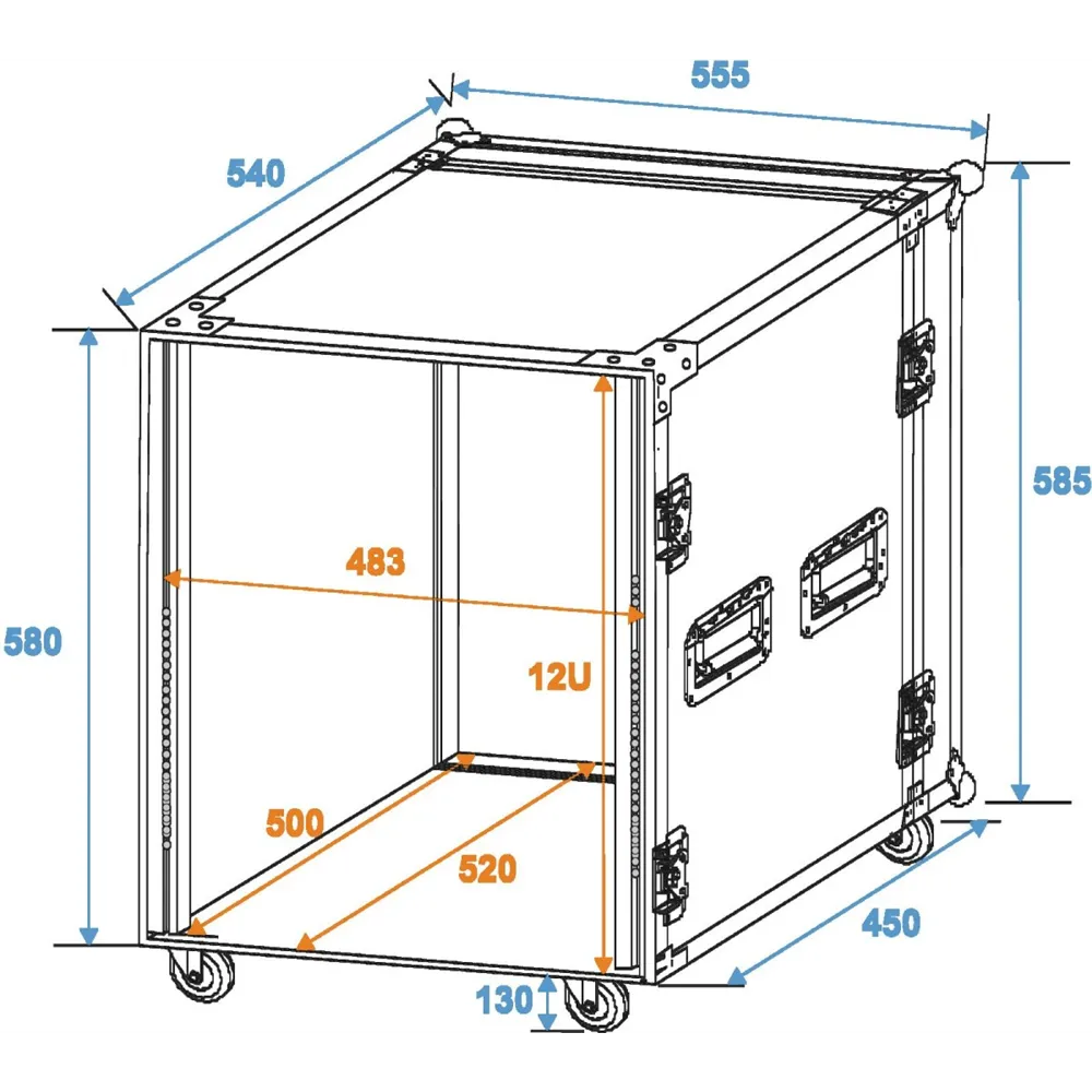 ROADINGER Rack Profi 12HE 45cm mit Rollen