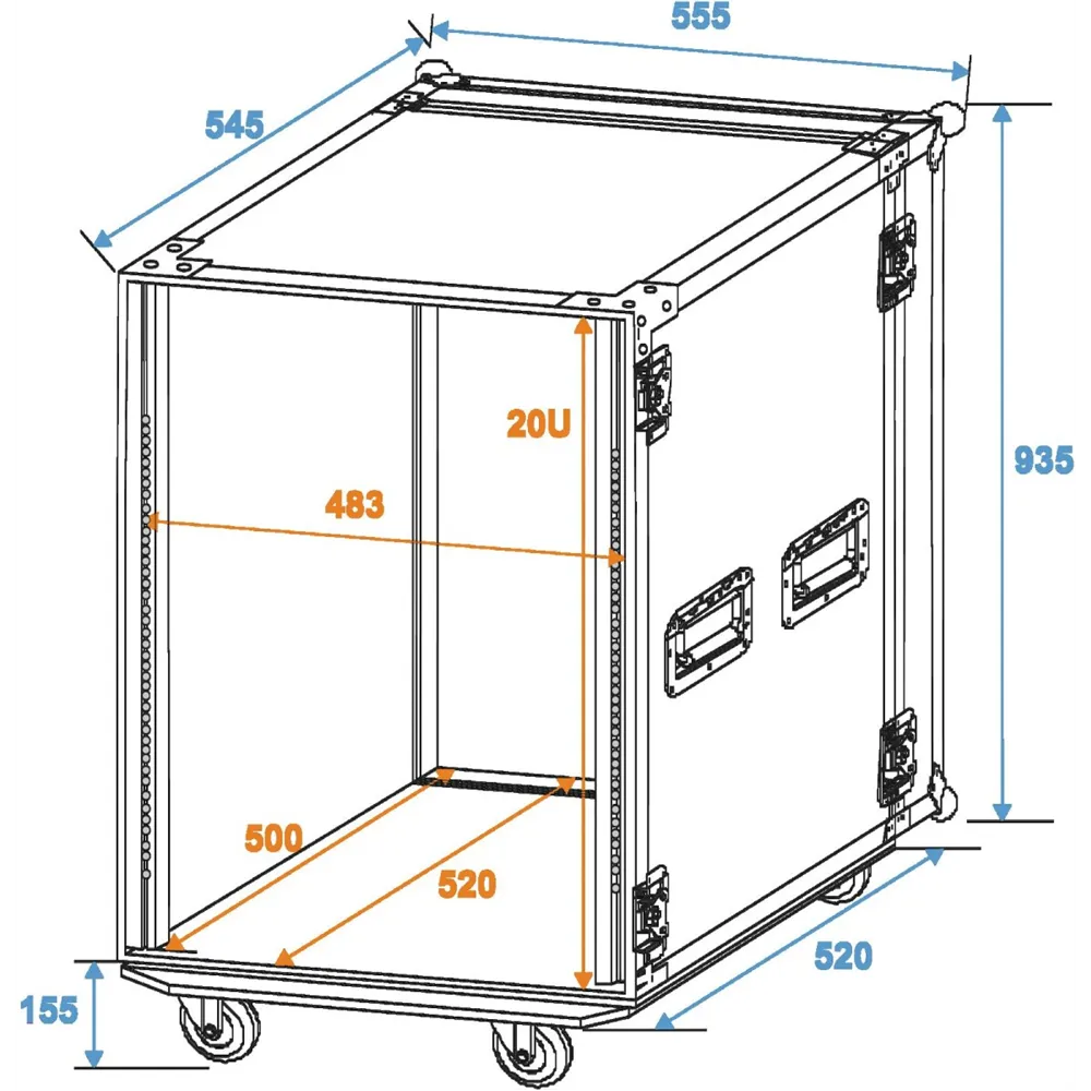 ROADINGER Rack Profi 20HE 45cm mit Rollen