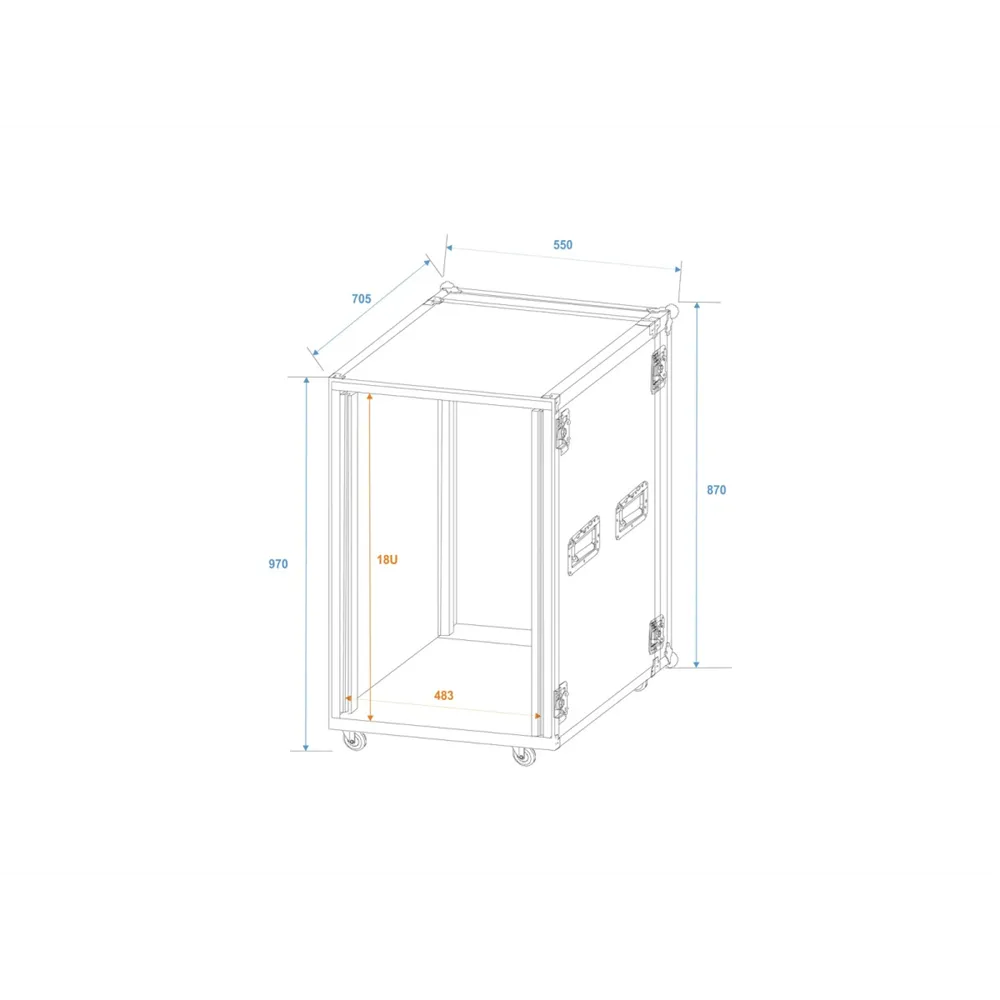 ROADINGER Verstärkerrack PR-2ST, 18HE, 57cm mit Rollen