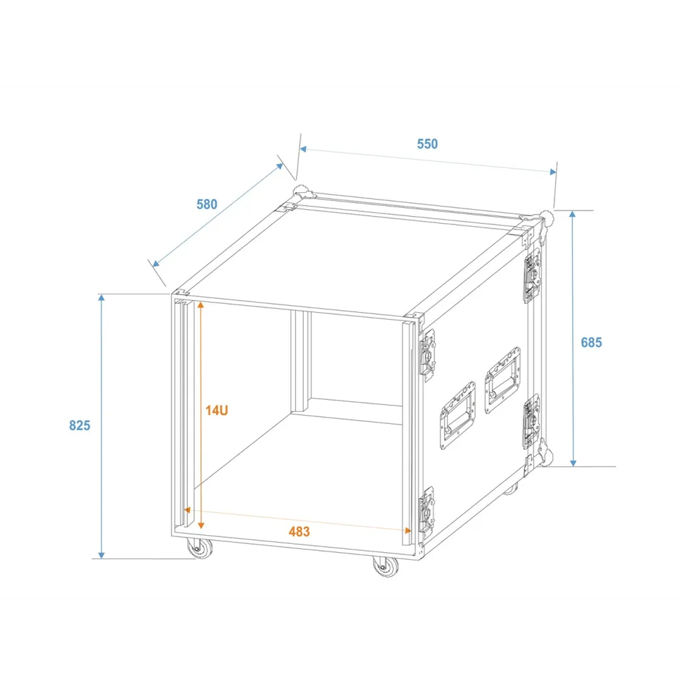 ROADINGER Verstärkerrack PR-2, 14HE, 47cm mit Rollen