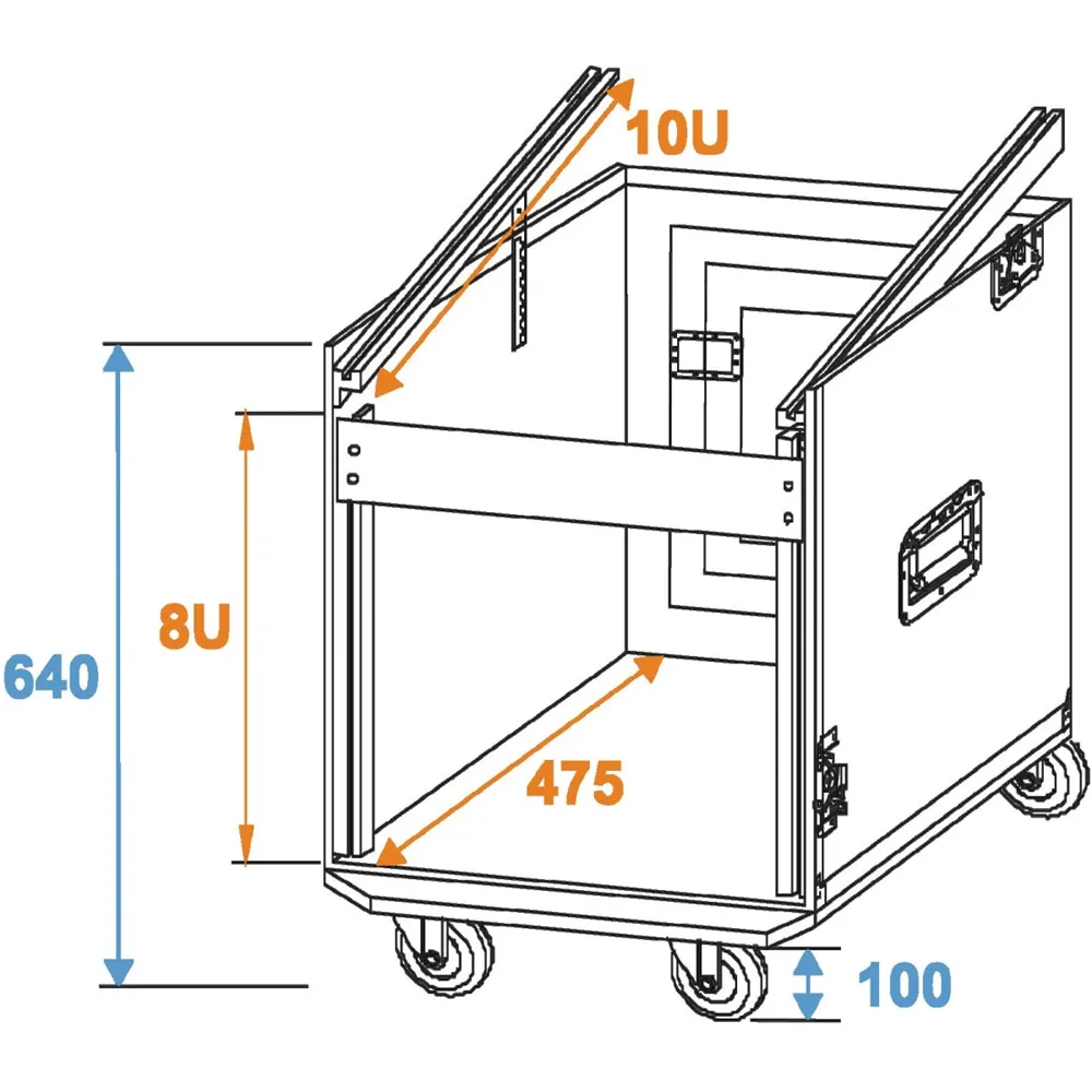 ROADINGER Spezial-Kombi-Case Profi, 8HE mit Rollen
