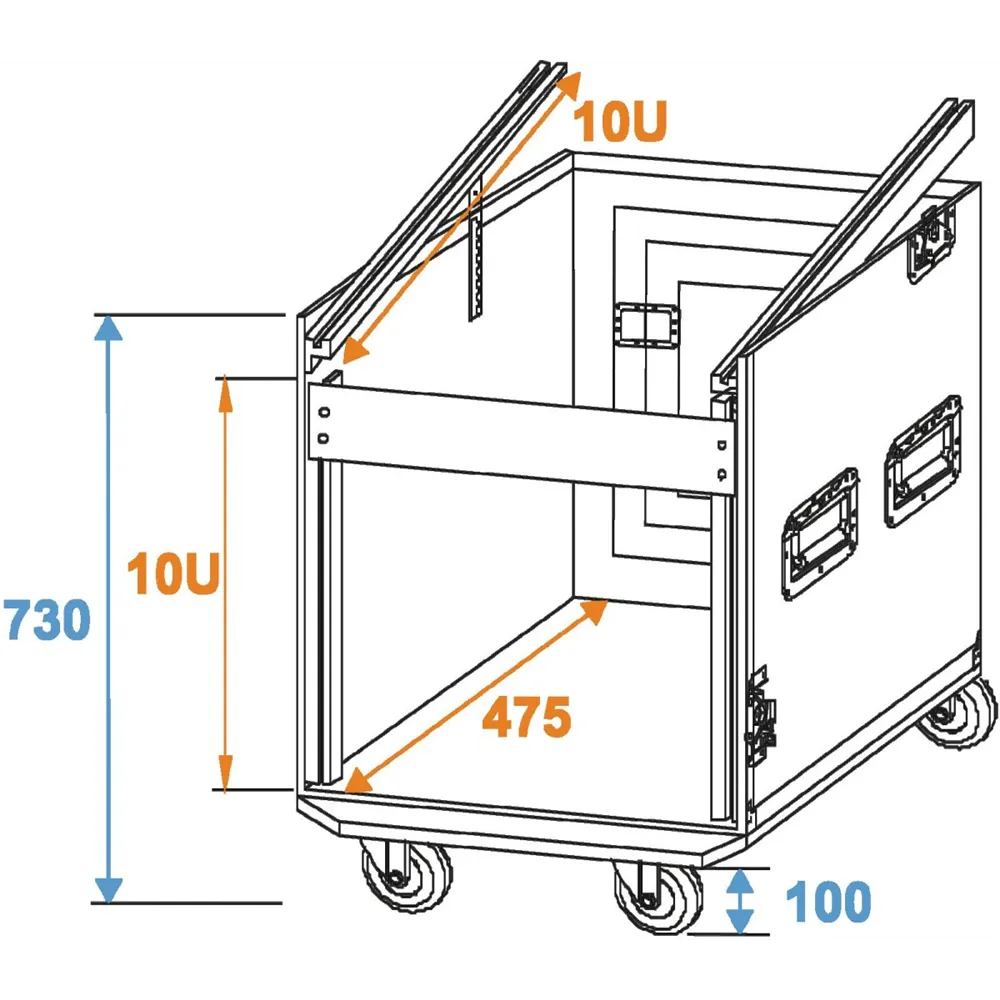 ROADINGER Spezial-Kombi-Case Profi, 10HE mit Rollen