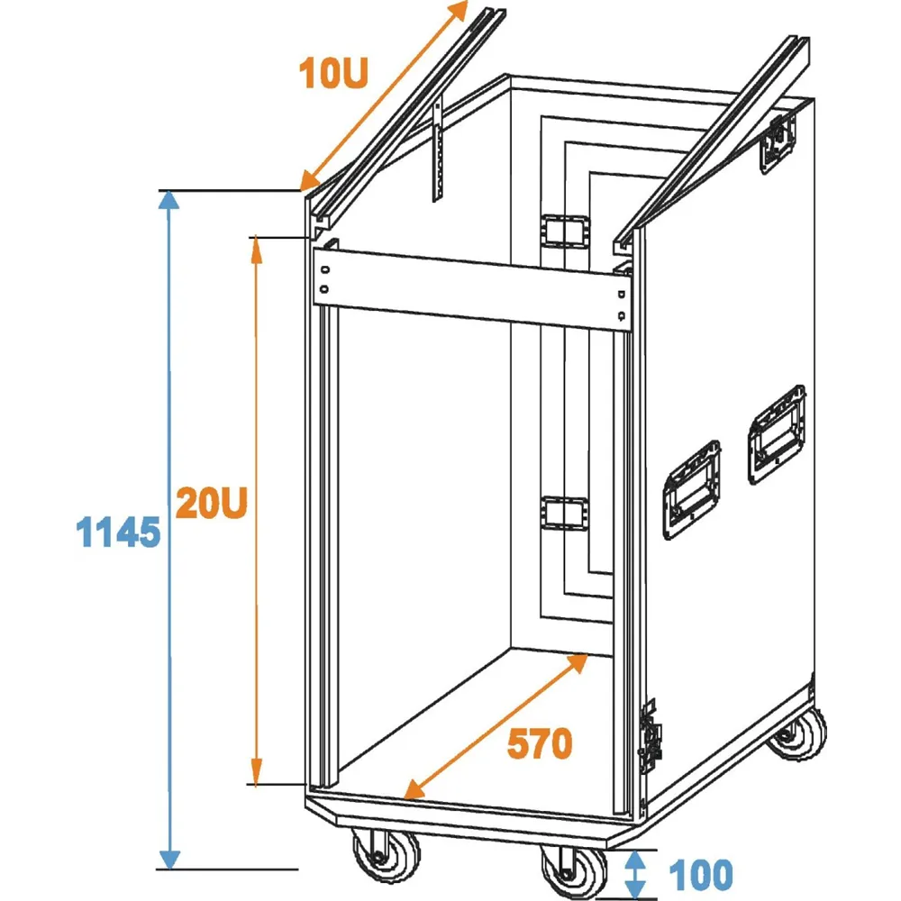 ROADINGER Spezial-Kombi-Case Profi, 20HE mit Rollen