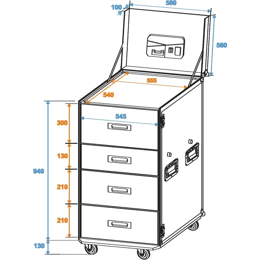 ROADINGER Universal-Schubladen-Case WDS-1 mit Rollen