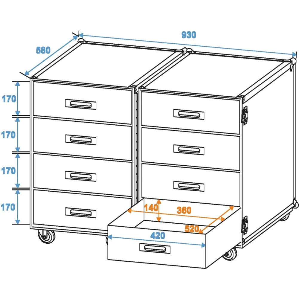 ROADINGER Universal-Roadie-Case Double Drawer DD-2
