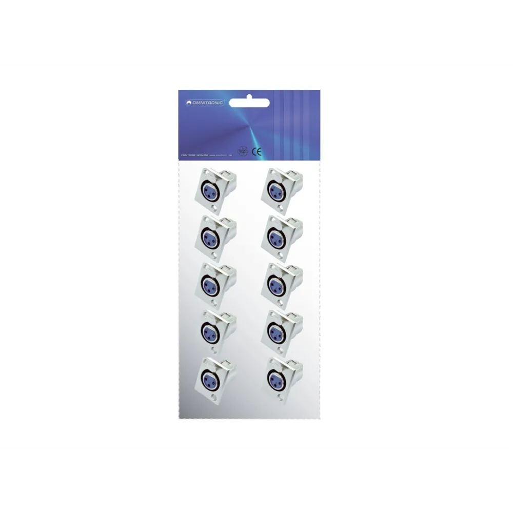 OMNITRONIC XLR Einbaubuchse 3pol Nickel 10x