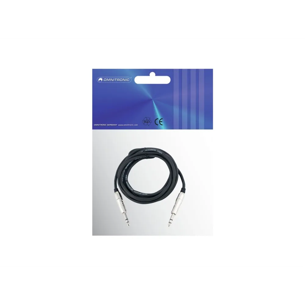 OMNITRONIC Klinkenkabel 6,3 stereo 3m sw ROAD