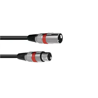 OMNITRONIC XLR Kabel 3pol 1m sw/rt