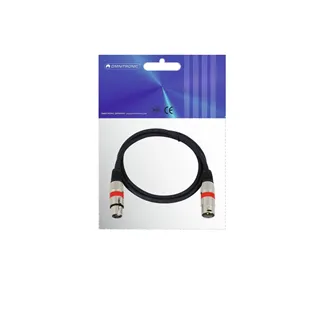 OMNITRONIC XLR Kabel 3pol 1m sw/rt