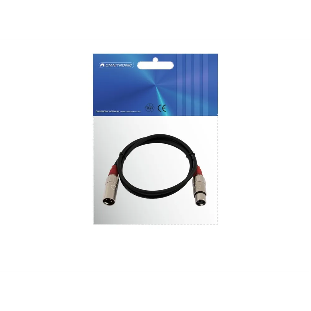 OMNITRONIC XLR Kabel 3pol 1,5m sw/rt