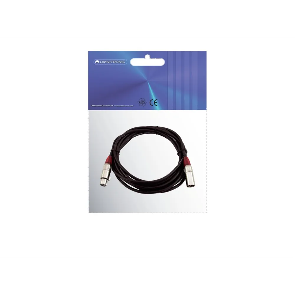 OMNITRONIC XLR Kabel 3pol 3m sw/rt