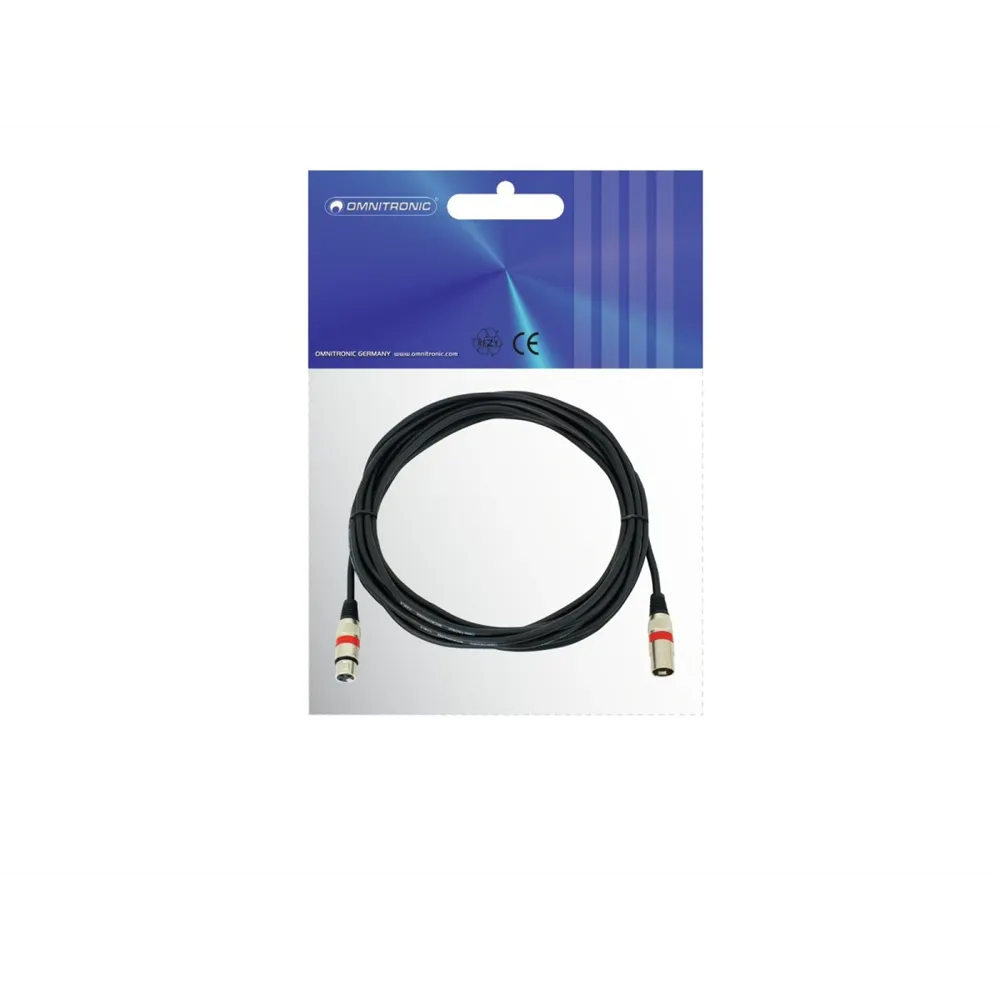 OMNITRONIC XLR Kabel 3pol 7,5m sw/rt