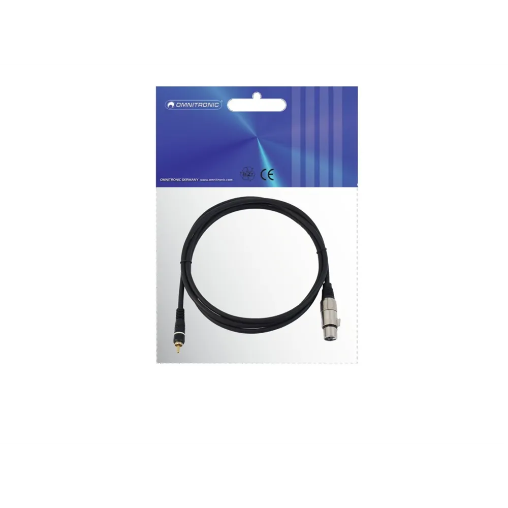 OMNITRONIC Adapterkabel Cinch/XLR(F) 2m sw